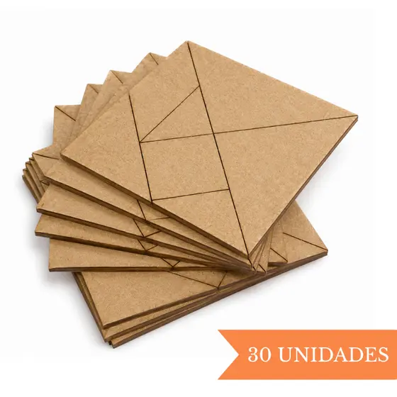 Kit 30 Tangram Educativo Criança Brinquedo Infantil Pedagógico Lembrancinhas Escola Mdf Cru