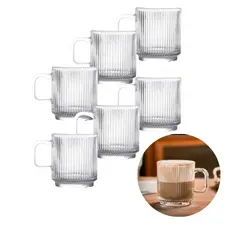 Conjunto 6 Canecas de Vidro Caneladas Xícaras Resistentes Textura Canelado Café