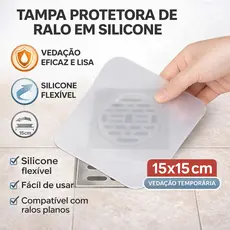 Kit 2 Tampa Protetora de Ralo Silicone 15x15cm | Anti Entupimento, Reduz Mau Cheiro e Insetos para Banheiro