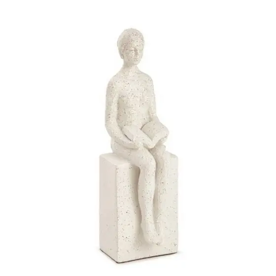 Escultura Feminina em Poliresina com Livro: Elegância e Sabedoria