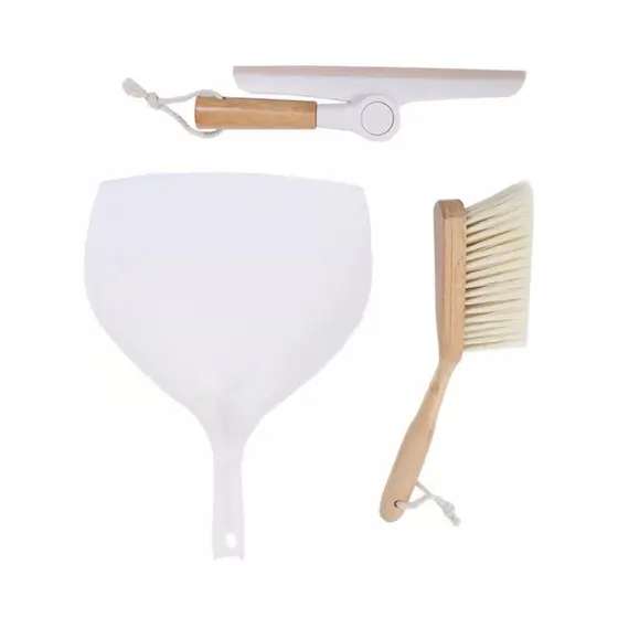 Kit Limpeza Rodo Pia Pá De Lixo Escova Vassoura Bambu
