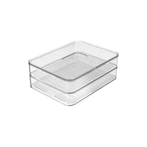 Porta Frios Duplo Transpatente Organizador De Geladeira Transparente