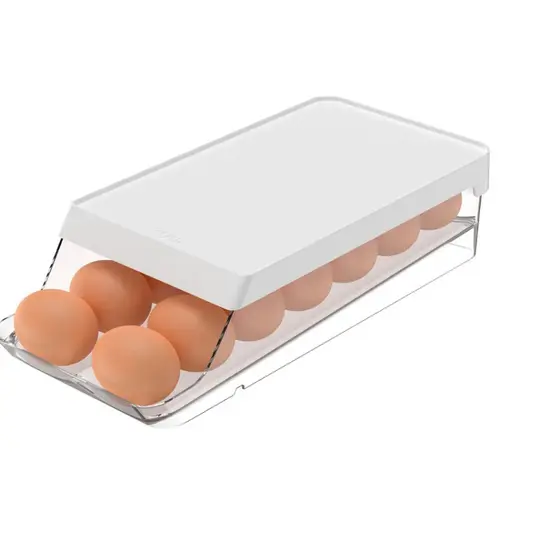 Organizador de Geladeira 14 Ovos Rolagem Roll Ou Linha Clear Fresh