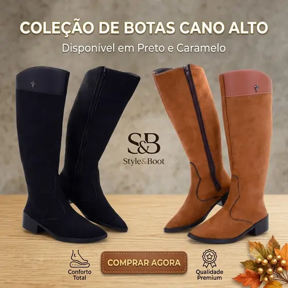 Botina Texana Country para Mulheres - Charme e Durabilidade BOTA CANO ALTO