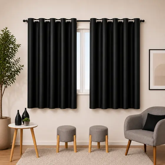 Cortina Blackout PVC 2,00 m x 1,40 m Cor Preto Black