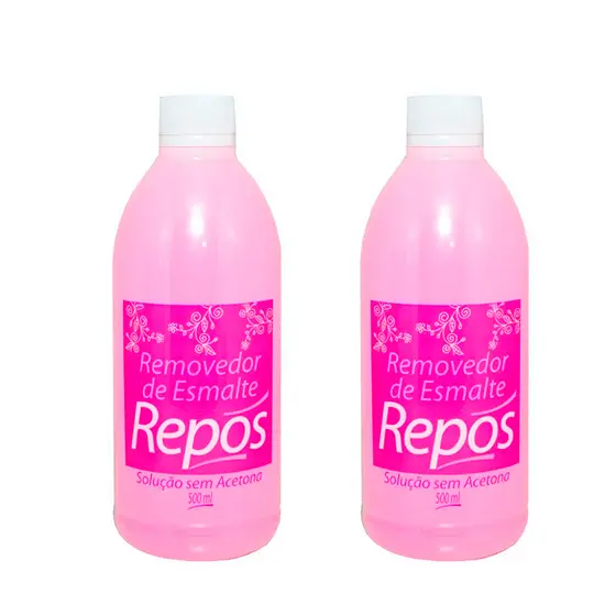 Kit 02 Removedor Esmalte 500ml Solução Sem Acetona Repos Cosméticos - Removedores de Esmaltes de unha