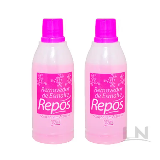 2 Removedores Esmalte 100ml Solução Sem Acetona Repos Cosméticos - 100 ml cada - Removedores de Esmaltes de unha