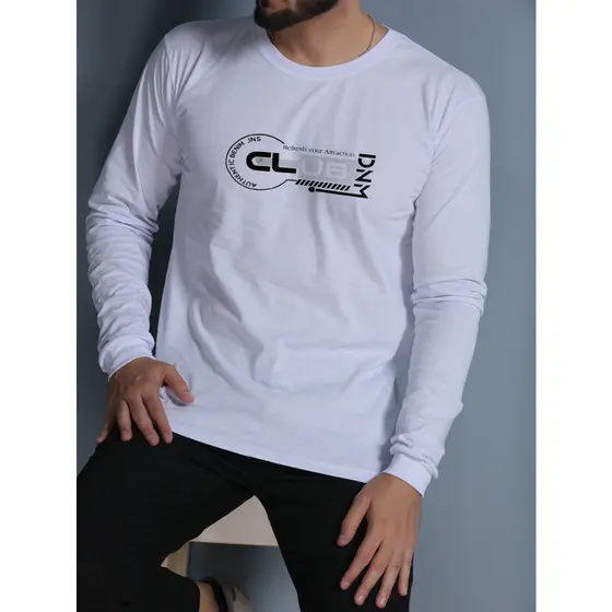 Camiseta manga longa masculino camisa blusa sem capuz basico estampada