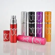 Kit 50 Porta Perfume Spray vazio 10ml, Frasco De Vidro, Modelo Coração Duplo, Atomizador Recarregável, Tampa De Alumínio