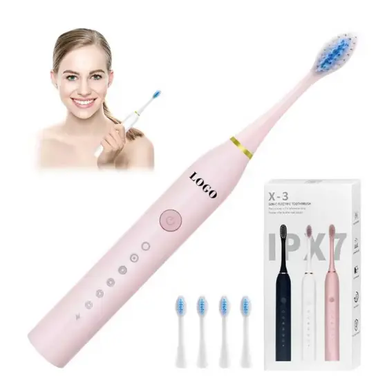 Escova de Dentes Elétrica Recarregável com 4 Cabeças de Escovas Substituível Inteligente À Prova D`Água Portátil YA-550-