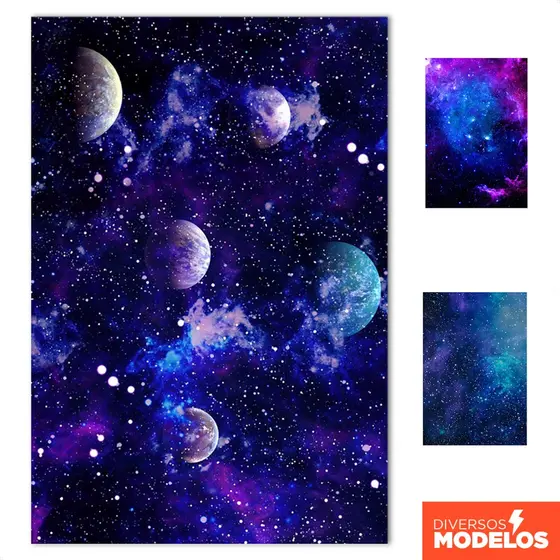 Painel de Festa Planetas Galáxia Retangular Lateral Sublimado Decoração Em Tecido 1,50x2,20m