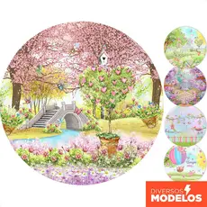 Capa Painel Redondo Decoração Jardim Encantado Sublimado Em Tecido 1,50m Com Elástico