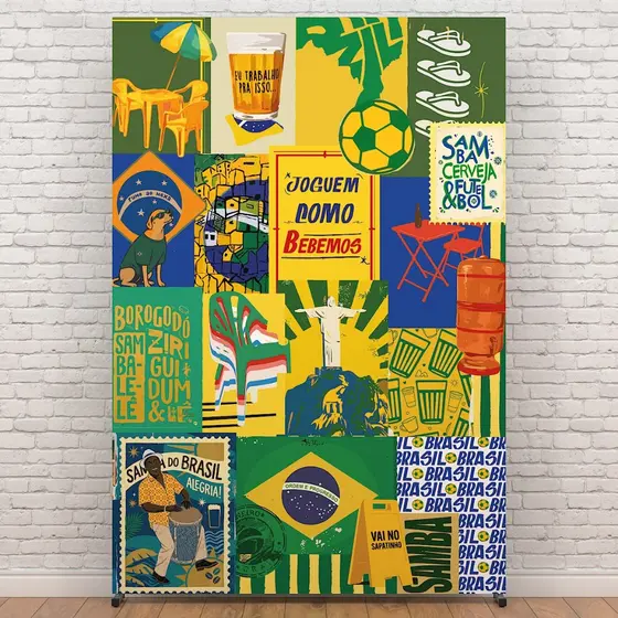 Painel Brasilidades Retangular 1,50x2,20m Decoração Festa Em Tecido Sublimado