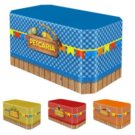 Capa De Mesa Festa Junina Barracas Para Decoração De Arraia Em Tecido