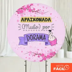 Painel de Festa Dorama Redondo Decoração Em Tecido 1,50m Com Elástico