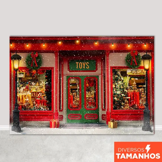 Fundo Fotográfico Natal Loja de Brinquedos Em Tecido FNT-721