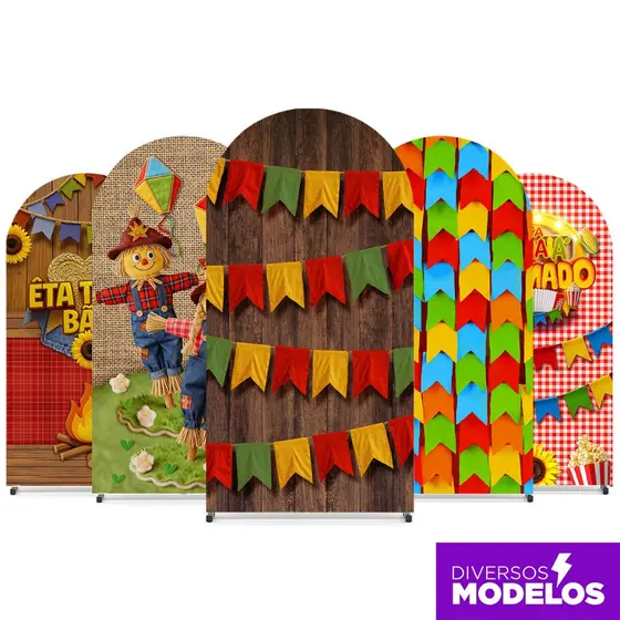 Painel Romano Festa Junina Decoração São João Arraiá Picolé Sublimado Em Tecido Veste Fácil 2x1m