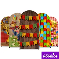 Painel Romano Festa Junina Decoração São João Arraiá Picolé Sublimado Em Tecido Veste Fácil 2x1m