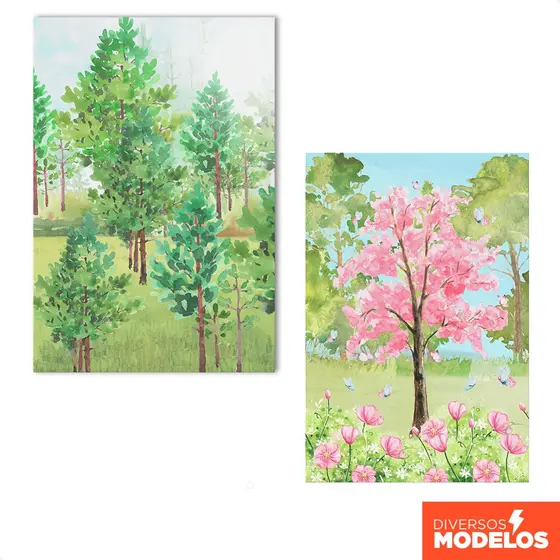 Painel Festa Retangular Bosque Encantado Vertical Sublimado Tecido 1,50x2,20