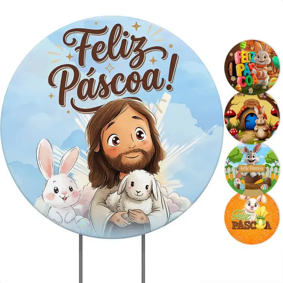 Painel Redondo Páscoa em Tecido 1,50m com Elástico para Festas Diversos Modelos