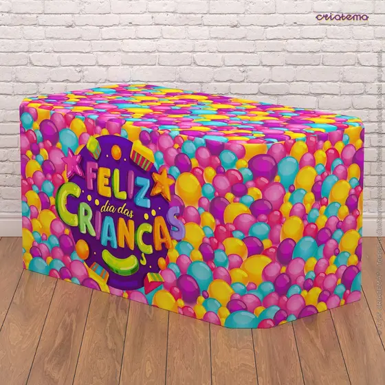 Capa Toalha de Mesa Dia Das Crianças Decoração de Festa Forro Veste Fácil Tecido - MSA-94