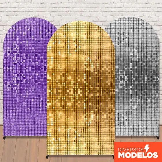 Capa Painel Romano Lantejoula Paetê Sublimado Em Tecido Com Elástico 2x1m