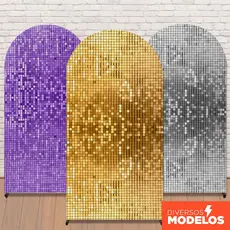 Capa Painel Romano Lantejoula Paetê Sublimado Em Tecido Com Elástico 2x1m