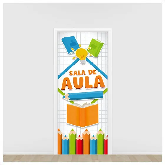 Capa De Porta Sala De Aula Decorativa Tecido Com Elástico 0,85x2,10m - ANV-3035