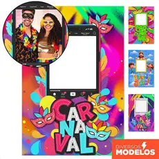 Painel Retangular Interativo Festa Carnaval 3D Vazado Decoração em Tecido Sublimado 1,50x2,20m
