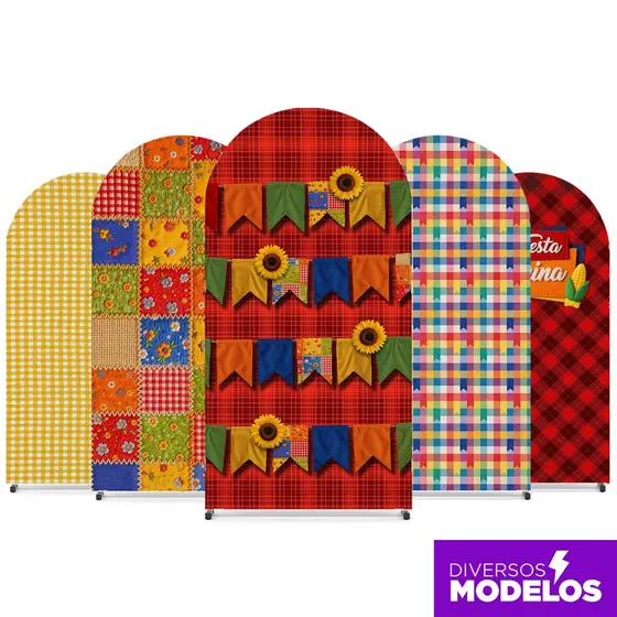 Capa Painel Romano Xadrez Decoração Festa Junina 2x1m Tecido Sublimado C/ Elástico Arraiá São João