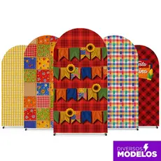 Capa Painel Romano Xadrez Decoração Festa Junina 2x1m Tecido Sublimado C/ Elástico Arraiá São João
