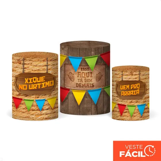 Trio De Capas Cilindro Festa Junina Arraiá Em Tecido C/Elástico 3D Decoração Junina – CND-720