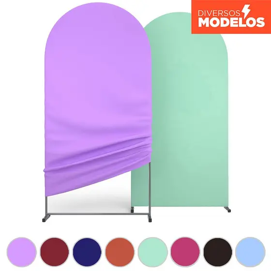 Capa Painel Romano Picolé Cores Lisas Dupla Face 2x1m Arco Festa Duas Cores Veste Fácil Sublimado