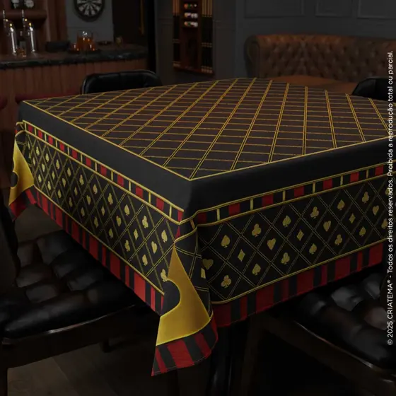 Toalha de Mesa Quadrada para Jogos de Cartas em Tecido Aveludado 150x150cm - 4 lugares