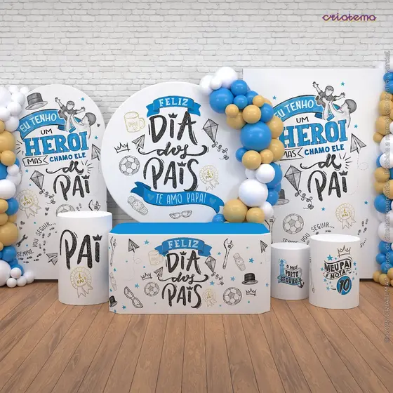 Capa e Painel de Festa Dia dos Pais Sublimado Veste Fácil - Decoração Dia dos Pais