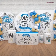 Capa e Painel de Festa Dia dos Pais Sublimado Veste Fácil - Decoração Dia dos Pais