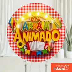 Painel Redondo Festa Junina 1,50x1,50 Tecido Com Elástico Decoração Arraiá – APR-2558