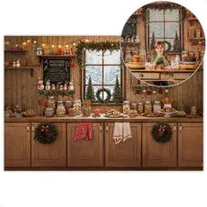 Fundo Fotográfico Natal Cozinha Cenário Fotos Natalinas Painel Em Tecido Sublimado - FNT-826