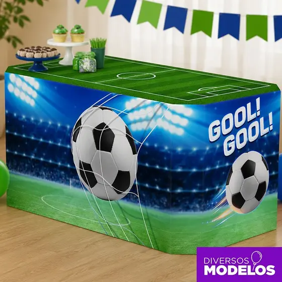 Capa de Mesa Futebol Decoração Festa Forro de Mesa Sublimado Em Tecido Veste Fácil