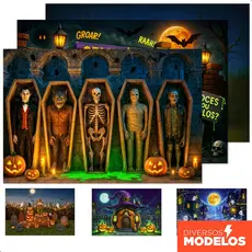 Fundo Fotográfico Painel Decoração Halloween Em Tecido Sublimado Cenário de Fotos 2,20x1,50m