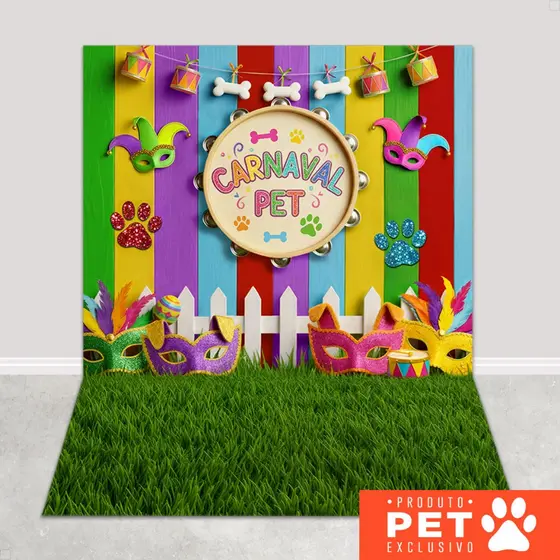 Fundo Fotográfico Carnaval Pet 1,20x1,70m Cenário para Fotos Sublimado Em Tecido