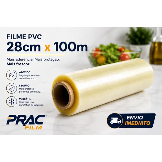 Rolo Bobina Filme Pvc Para Alimentos Alta Resistencia 28x100m