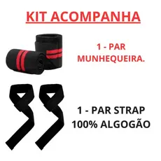 KIT  MUNHEQUEIRAS PREMIUM   MAIS 1 PAR TALAS STRAPS PREMIUM 100% ALGODÃO.