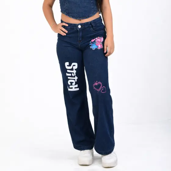 Calça Jeans Menina Wide Leg Pantalona Infantil e Juvenil