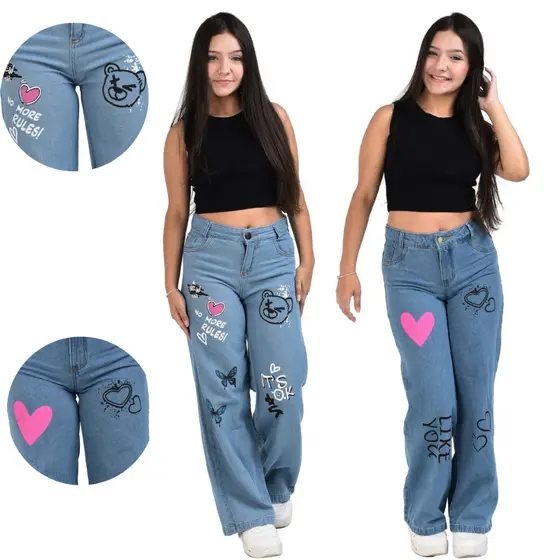 Kit 2 Calças Pantalona Infantil Jeans Premium  Estilo e Qualidade