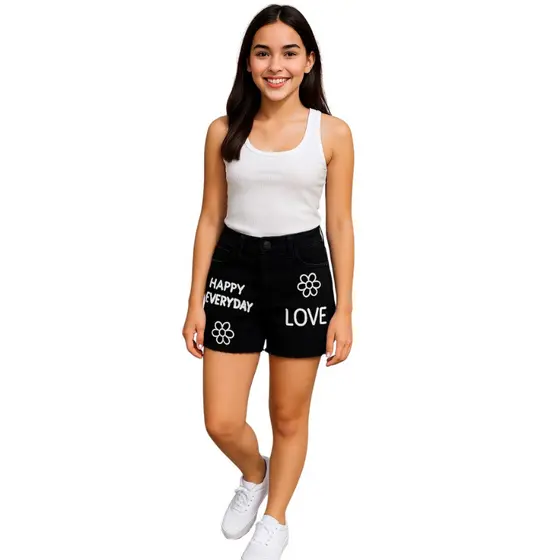 Short Estampado Jeans Para Meninas Infantil e Juvenil