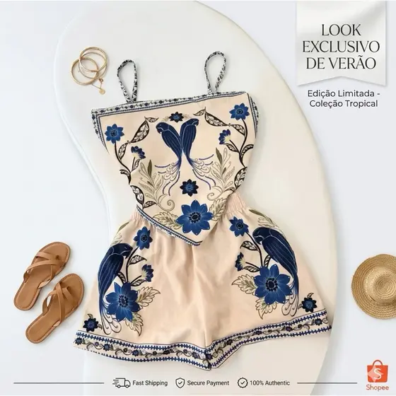 Conjunto feminino  tropical estilo bandana, super charmoso e fresquinho, conjunto duas peças short e Cropeed ,sublimadas
