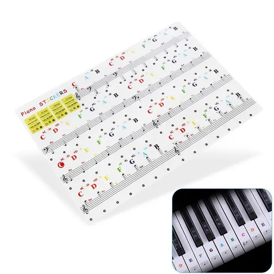 Adesivo De Notas Musicais Teclado Piano Orgão Musical Colorido CCB aprendiz organista