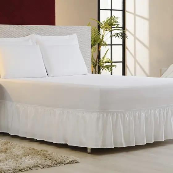 Saia Box para Cama Casal Padrão Microfibra Elástico Lisa Decorativa Protetora Cobre Box Premium