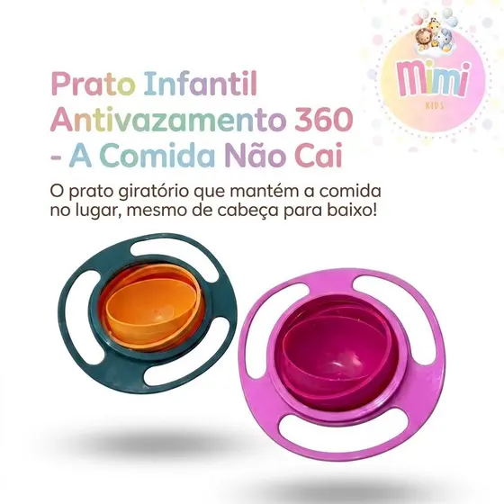 Prato Infantil 360° Antivazamento Giratório